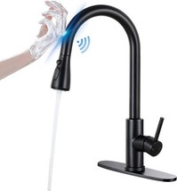  Modern Touch-Sensitive Stainless Steel Kitchen Faucet – Matte Black Pul... - $1,269.76 MXN