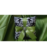 Black White Damask Bridal Ring Bearer Pillow Dandy Lime - £19.71 GBP