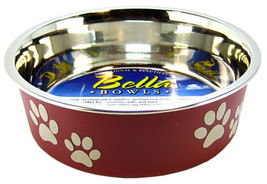 [Pack of 3] Loving Pets Merlot Stainless Steel Dish With Rubber Base Small - ... - £25.38 GBP