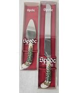 Spode Christmas Tree Cake Knife Cheese Spread Set of Two - $365.15 MXN