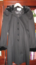 Women&#39;s Coat Black Wool Size 6 (Has Hood) (Brand: Calvin Klein) - £78.85 GBP