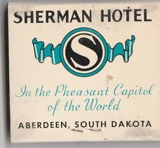 Vintage Strike on Matchbook Sherman Hotel w/ Zebra Lounge Aberdeen, South Dakota - £7.64 GBP