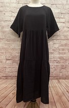 CALME by Johnny Was Black Cotton Gauze Raglan Tiered Dress NEW Size Medium - £98.29 GBP