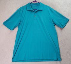 Walter Hagen Polo Shirt Men Large Teal Polyester Short Sleeve Slit Logo Collared - £13.76 GBP