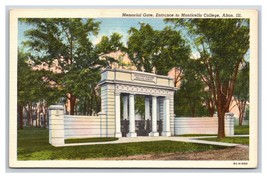 Memorial Gate Monticello College Alton Illinois IL UNP Linen Postcard Y10 - £2.33 GBP