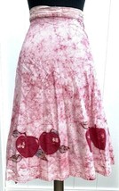 VTG 70s Batik Tie Dye Pink Wrap Skirt Womens S/M Apples Apple Fruit Design - $52.57