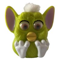Vintage 1998 Furby Tiger Electronics McDonalds Green White Mohawk Squeaky Noise - £3.92 GBP