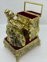 Vintage Brass Piano Jewelry &amp; Music Box By Taj Imports Japan Woman Moves *VIDEO* - £52.03 GBP