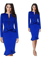 Women two peice lotus leaf hem fit skirt dress blue colour kettymore thumb200
