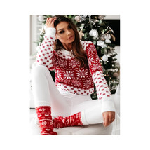 Red &amp; White Christmas Sweater   For Women Knitted Full Sleeve Bright &amp; B... - £25.95 GBP+