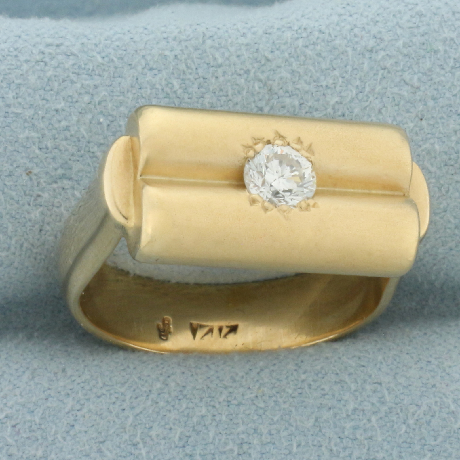 Unique Diamond Double Cylinder Design Ring in 14k Yellow Gold - $1,522.00