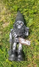 Funny Scary Halloween Skeleton  Black Garden Gnome - £19.69 GBP