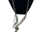 Noelle Coastal Glass Beaded Tassel Necklace NWT Blue Green Gold 20.75 in... - $36.52