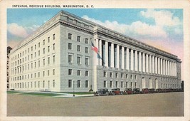 Washington D C Internal Revenue Building American Flag CARS 1940&#39;S Postcard K16 - £2.28 GBP