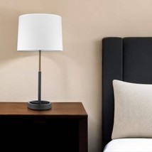 31&quot; Black and Gold Metal Table Lamp With White Empire Shade - £443.22 GBP