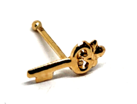 Lucky Key 9ct Gold Nose Stud 9k 22g (0.6mm) Genuine Gold Ball End Pin Piercing - £15.76 GBP