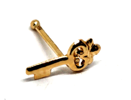 Lucky Key 9ct Gold Nose Stud 9k 22g (0.6mm) Genuine Gold Ball End Pin Piercing - £15.47 GBP