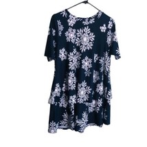 AGNES &amp; DORA Size XS Navy Blue White Snowflake Let It Snow Tiered Dress - £16.86 GBP