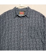 Wrangler Hero Mens Western Shirt Size 2XLT Button Up Gray Paisley Long S... - $28.87