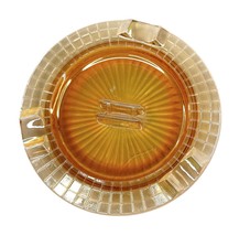 VINTAGE Marigold Carnival Glass Checkerboard Pattern Ashtray w/ Matchboo... - $19.79