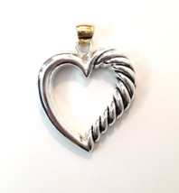 Signed Best Cable Heart Pendant Silver Tone w/ Gold Tone Bail - $15.00