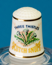Franklin Mint Country Store Thimble Three Thistles Scotch Snuff Advertising - £4.32 GBP