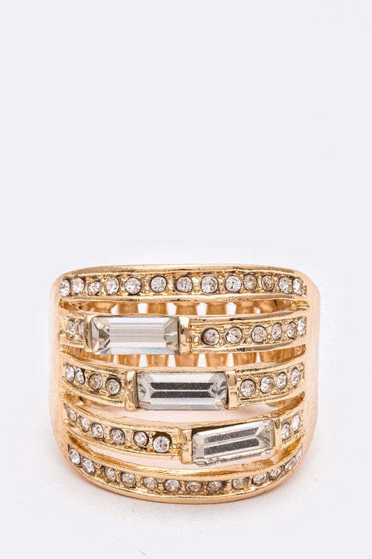 Crystal Baguette Stretch Cocktail Ring Item image 4