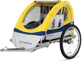 Schwinn Echo Kids Double Bike Trailer 2 Seat w/ Bug Screen &amp; Rain Shield - $128.88