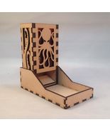 Cthulhu Dice Tower and Tray Red Acrylic Window COMPACT DESIGN Laser Cut MDF - $29.69