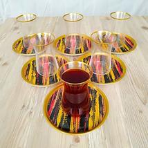 LaModaHome Turkish Arabic Tea Glasses Set, Fancy Vintage Handmade Set for Servin - £48.76 GBP