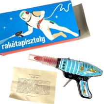 Ray Gun Raketapisztoly Vtg Tin Litho Sci Fi Rocket Space Pistol w/Box Hungary - £56.89 GBP