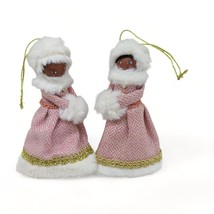 Pair Of African American Christmas Snow Princess Christmas Ornaments - £12.65 GBP
