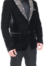 Embroidery Jacket - Elegant Hand-Embroidered Black Velvet Blazer with Pr... - £258.46 GBP