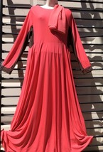 Woman EID Plus Jellaba Abaya Long Dress Jilbab 1X/18/ 20 Coral Pink Brow... - £38.95 GBP