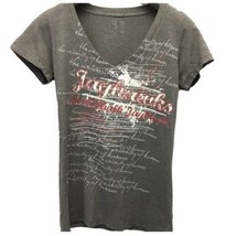 Rock Chalk Jayhawk Gray T-shirt VNeck Size Large Kansas College - £10.21 GBP