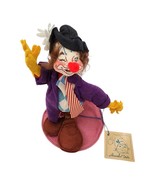 Vintage 1994 Annalee Hobo Clown doll 8&quot; T felt original tag circus And Bag - $46.92