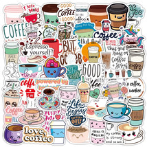 50pcs Vinyl Cute coffee Sticker Pack For Laptop Water Bottle - $11.99