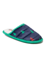 Dearfoam Women&#39;s Navy W Christmas Trees Slippers X-LARGE 11-12 New - $25.15