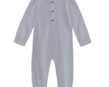 Kickee kids&#39; bamboo knitted henley romper Pearl Blue - $64.13 CAD