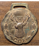 Catholic Order of Foresters Fraternal Life Insurance Brass Watch Fob - $33.94 CAD