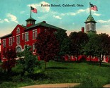 Public School Building American Flags Caldwell Ohio OH 1921 DB Postcard B8 - $18.56