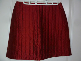WeMa Quilted Mini Skirt Silk size S Cranberry lined Made in USA 28&quot; X 14&quot; - $16.33