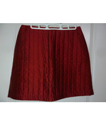 WeMa Quilted Mini Skirt Silk size S Cranberry lined Made in USA 28&quot; X 14&quot; - $16.33