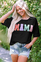 Black MAMA Chenille Patched Crew Neck T Shirt - £22.95 GBP