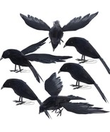Halloween Crow Decorations 6 Pack, Assorted Size Handmade Black Feather ... - $581.32 MXN