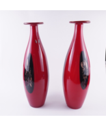 1 pair DALE TIFFANY ART MOUTH BLOWN GLASS VASE RED BLACK GOLD GLITTER 15... - €68,61 EUR