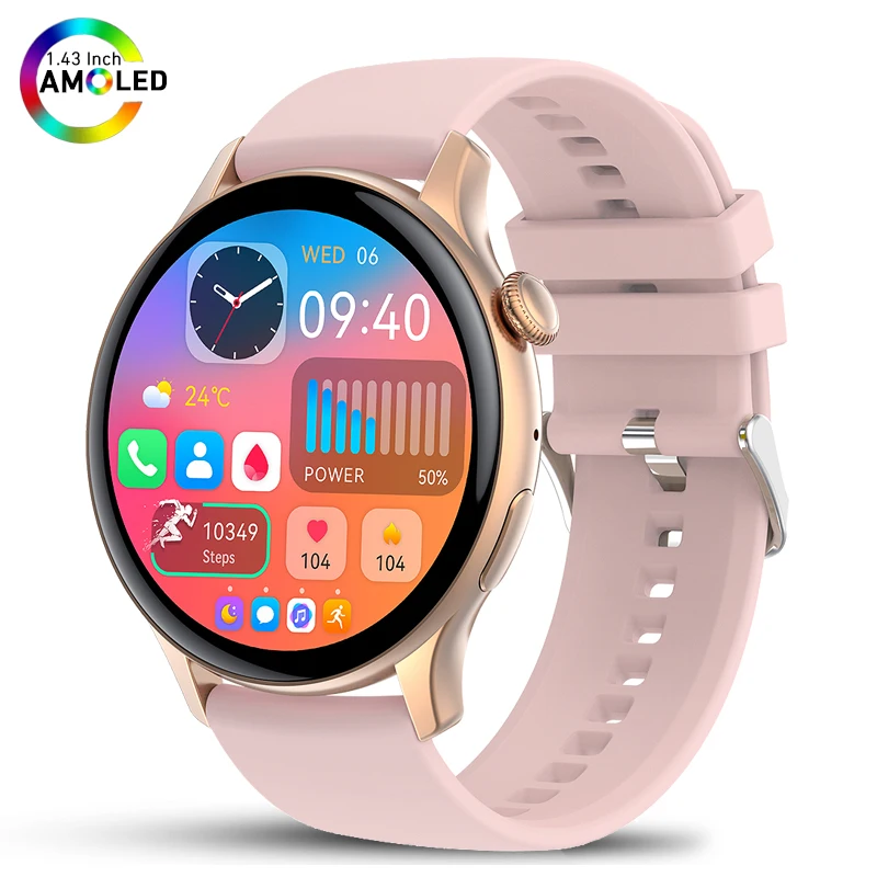 Ladies Smartwatch 466x466 AMOLED Screen Moment Display Time Bluetooth Call Watch - £28.39 GBP