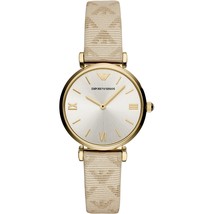 Emporio Armani AR11127 Cream Leather Stainless Steel Ladies Watch - £160.71 GBP