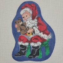 Santa Needlepoint Canvas Handpainted XMAS Ornament 3D Patti Mann Bear Si... - £22.67 GBP