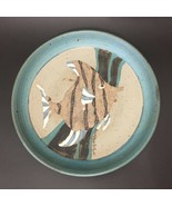Vintage 80s Studio Thrown Pottery Art Large Angelfish Plate Tropical Fish Signed - $115.00